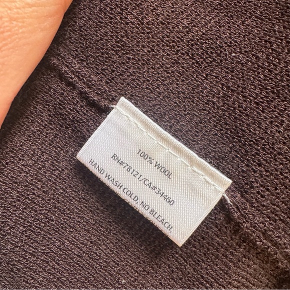 EILEEN FISHER Open-Front drape Wool Cardigan Brown L - Picture 4 of 6